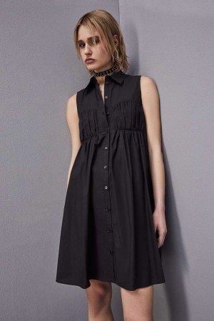 Patrizia Pepe Cotton Chemisier Mini Dress Negros | JWSZ-65072