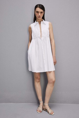 Patrizia Pepe Cotton Chemisier Mini Dress Blancos | MGDU-52134