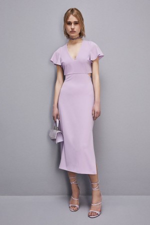Patrizia Pepe Cut-out Midi Dress In Sablè Crepe Morados | FSBW-10386
