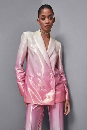 Patrizia Pepe Double-breasted Satin Blazer Jacket Multicolor | SPEN-47205