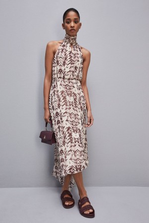 Patrizia Pepe Dress With Slit In Viscose Crepon Multicolor | JWDH-21607