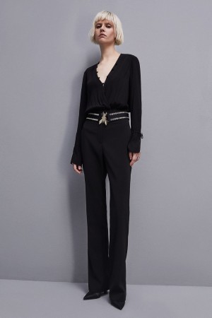 Patrizia Pepe Essential Crepe Jumpsuit Negros | YKMR-86149