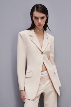 Patrizia Pepe Feminine One-button Jacket Beige | YPQK-48356