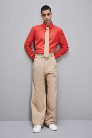 Patrizia Pepe Fitted Shirt Without Pleats In Viscose Twill Rojos | JRNK-17690