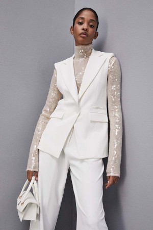 Patrizia Pepe Fluid Twill Sleeveless Vest Blancos | OQZT-29357