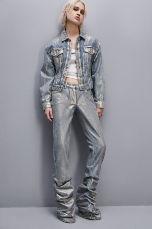 Patrizia Pepe Gold-plated Denim Jacket Dorados | MZTO-06914