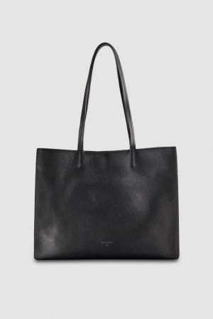 Patrizia Pepe Hammered Leather Shopping Bag Negros | AOIE-72806