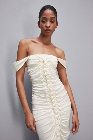 Patrizia Pepe Hand-embroidered Dress In Certified Viscose Blancos | ISXB-32687