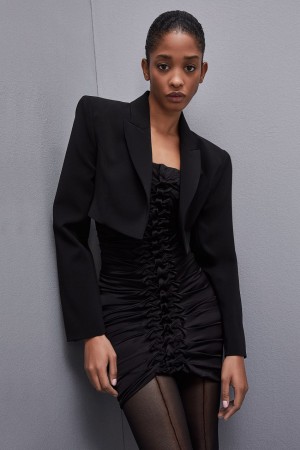 Patrizia Pepe Hand-embroidered Dress In Certified Viscose Negros | QEAB-53986