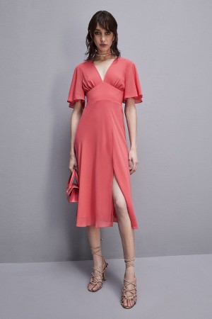 Patrizia Pepe Jeweled Dress In Georgette With Square Back Neckline Rosas | LKJD-01457