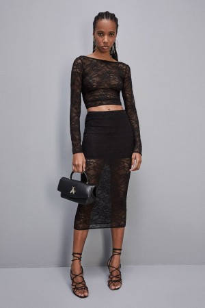 Patrizia Pepe Lace Pencil Skirt Negros | BZHF-96105