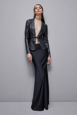 Patrizia Pepe Leather-effect Overshirt Jacket Negros | DEIM-37905