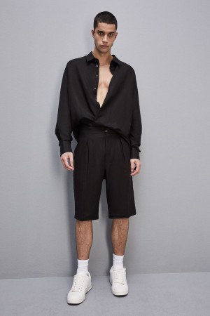 Patrizia Pepe Linen And Viscose Blend Knee-length Shorts Negros | PVQF-85467