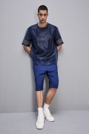 Patrizia Pepe Linen And Viscose Blend Knee-length Shorts Azules Claro | FMCB-39652