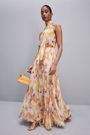 Patrizia Pepe Long Pleated Chiffon Skirt Multicolor | GWAL-07639