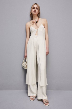 Patrizia Pepe Long Sleeveless Top In Pure Viscose Muslin Blancos | WYFM-93407