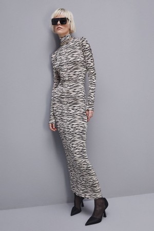 Patrizia Pepe Long Slim Fit Dress Animalier | WKAH-89241