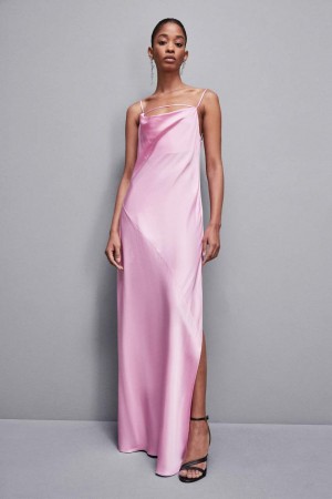 Patrizia Pepe Long Viscose Satin Mermaid Dress Rosas | GFEQ-53462