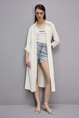 Patrizia Pepe Long-sleeved Chemisier Dress Blancos | KPIR-14582