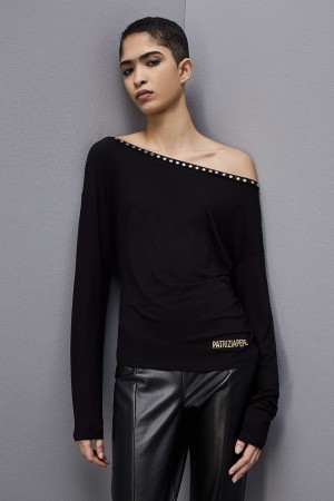 Patrizia Pepe Long-sleeved Jersey Sweater Negros | LFAN-41268