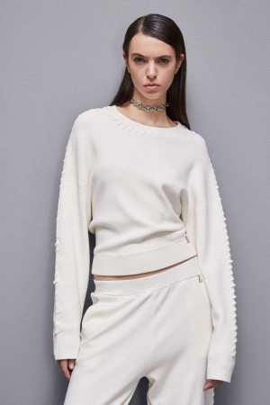 Patrizia Pepe Long-sleeved Viscose Blend Sweater Blancos | XAFT-34817