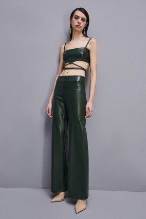Patrizia Pepe Low-waisted Palazzo Fit Pants Verdes | WBDL-36520