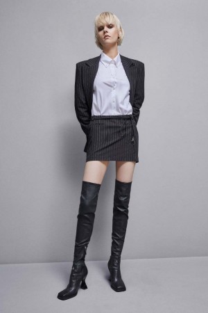 Patrizia Pepe Low-waisted Pinstripe Miniskirt Negros | XOEG-71650