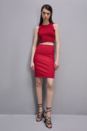 Patrizia Pepe Midi Pencil Skirt Rojos | LWFE-83917