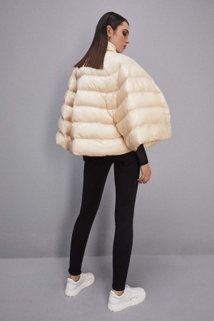Patrizia Pepe Mix Fabric Padded Cape Beige | CMEP-47983