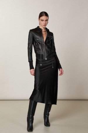 Patrizia Pepe Nappa Lambskin Jacket Negros | GTNU-18624