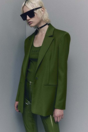 Patrizia Pepe One-button Flannel Blazer Verdes | TVHM-78651