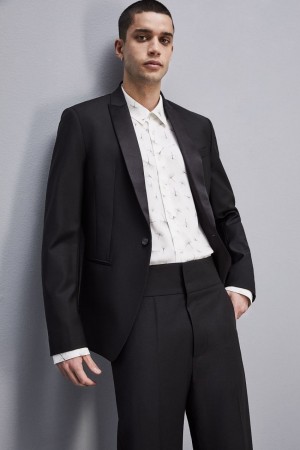 Patrizia Pepe One-button Tuxedo Jacket In Cool Wool Negros | AVYC-85437