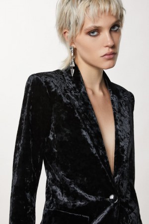 Patrizia Pepe One-button Velvet Jacket Negros | MLYO-94210