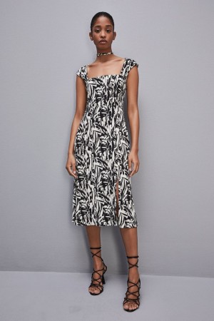 Patrizia Pepe Patterned Jersey Midi Dress Blancos | UEZW-49861
