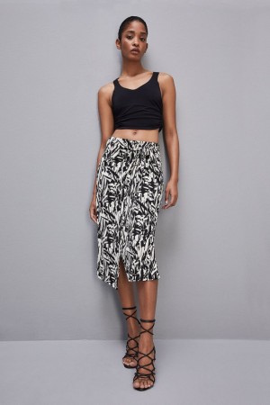 Patrizia Pepe Patterned Jersey Midi Skirt Blancos | CKNT-47508