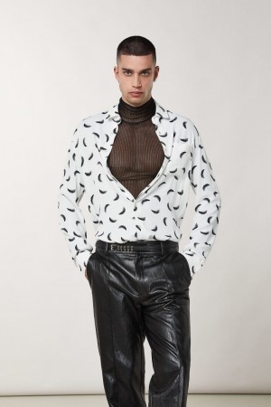 Patrizia Pepe Patterned Shirt With Breast Pocket Blancos | KTAY-80127