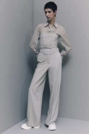 Patrizia Pepe Pinstripe Flannel Pants Grises | ROWK-39614