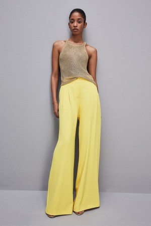 Patrizia Pepe Pleated Pants In Fluid Twill Amarillos | RDIW-02376