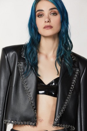 Patrizia Pepe Post Punk Cropped Jacket Negros | VAFN-51367