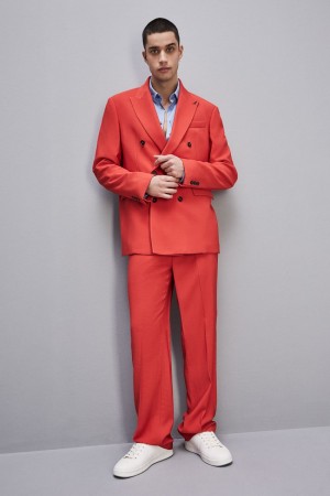 Patrizia Pepe Regular Double-breasted Jacket In Viscose Twill Rojos | CUQX-12590