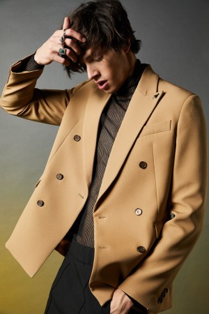 Patrizia Pepe Regular Fit Double-breasted Jacket Beige | CGIN-36782