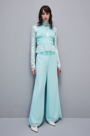 Patrizia Pepe Regular Waist Palazzo Pants Azules Claro | VJOP-05793