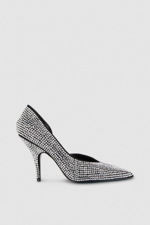 Patrizia Pepe Rhinestone-adorned Suede Pumps Negros | RISQ-48905