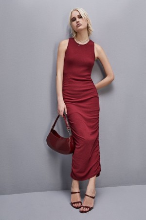 Patrizia Pepe Ribbed Viscose Dress Rojos | SZTL-10832