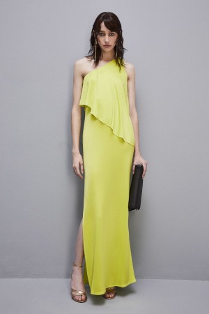 Patrizia Pepe Ruched Jersey Dress With Fly Detail Amarillos | WCGU-59813