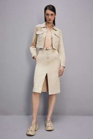 Patrizia Pepe Shirt Dress With Cut-out Beige | IVFS-60538