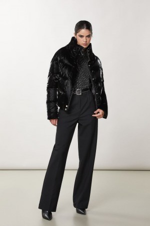 Patrizia Pepe Short Padded Down Jacket Negros | YOUF-17520
