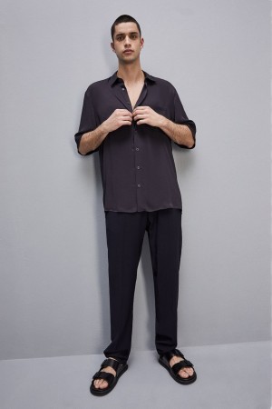 Patrizia Pepe Short Sleeve Shirt In Viscose Twill Azules | EHXW-83541