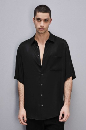 Patrizia Pepe Short Sleeve Shirt In Viscose Twill Negros | ROVC-95624