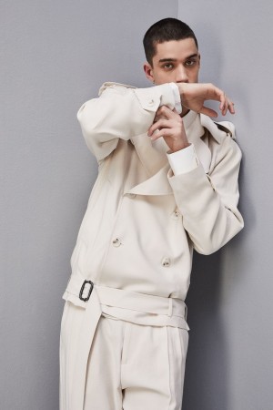 Patrizia Pepe Short Trench-effect Jacket In Viscose Twill Beige | NZMA-36028